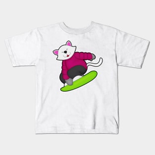 Cat as Snowboarder with Snowboard Kids T-Shirt